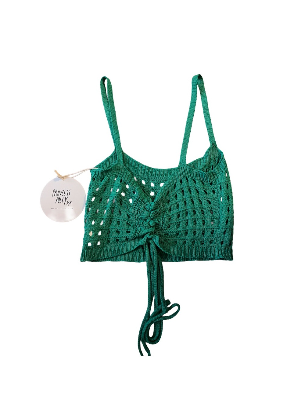 Princess Polly Emerald Green Crochet Tie-Front Crop Top